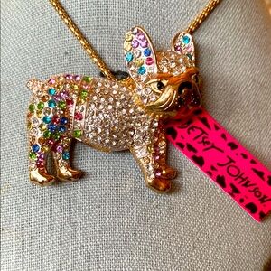 Betsy Johnson Multicolor Crystal Bulldog Necklace